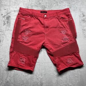 Trestles Supply Co Shorts Mens 42 Red Baggy Loose Relaxed Denim Y2K Vintage